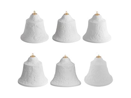Meissen Baumschmuck Glocken-Set Biskuit 6-teilig – Porzellanwaren Porzellandekoration in weiß und aus Porzellan und vergoldet.
