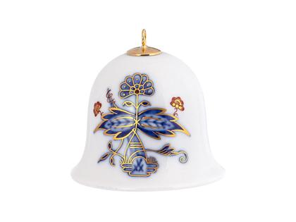 Meissen Baumschmuck Miniatur-Glocke "Noble Blue" weißes Meissener Porzellan 5cm – Porzellanwaren Porzellandekoration in weiß und aus Porzellan und vergoldet.
