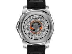Breitling Aerospace B70 Orbiter Quarz Titan 43mm orangenes Zifferblatt schwarzes Kautschukband – Herrenuhren Uhr Multifunktion aus Kautschuk und Titan. Das Gehäuse ist rund und grau. Das Kautschuk / Kunststoff / Silikon Armband ist schwarz. Das Zifferblatt ist arabisch und orange. – Ansicht 2