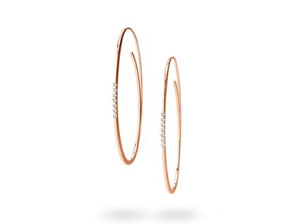 Niessing Linear Creole 48mm Classic Red 0,21 ct – Ohrschmuck Creolen aus 750 Rotgold.