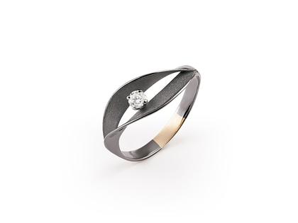 Cammilli Firenze Dune Assolo Ring Black Lava mit Brillant 0,100ct – Ringe Ring mit Besatz aus 750 Weißgold.