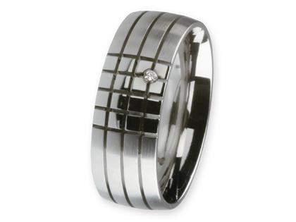 Ernstes Design Ring Nr. 104 R146.8 – Ringe Trauring mit Besatz aus Edelstahl.