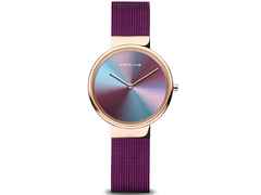 Bering 10X31 Anniversary Edelstahl Damenuhr rosegold lila Zifferblatt lila Edelstahlband – Damenuhren Uhr ohne Datum aus Edelstahl und PVD beschichtet. Das Gehäuse ist rund und roségold. Das Edelstahlarmband ist lila. Das Zifferblatt ist ohne Zeichen und lila.