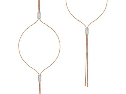 Fope Aria  doppelseitiges Y-Collier Roségold 90cm längenverstellbar mit Brillanten 2,11ct – Halsschmuck Collier aus 750 Rotgold, 750 Weißgold und und .