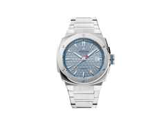 Alpina Alpiner Extreme Automatik Edelstahl 39mm blaues Zifferblatt Metallband – Herrenuhren Uhr mit Datum aus Edelstahl. Das Gehäuse ist rund und silber. Das Edelstahlarmband ist silber. Das Zifferblatt ist ein Index in blau.