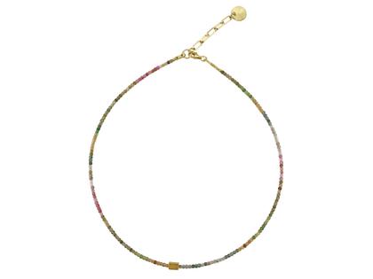 Maria Rzewuska KRN Collier Silber goldfarben mit Turmalinperlen 43cm – Halsschmuck Collier aus 925 Silber und und vergoldet.