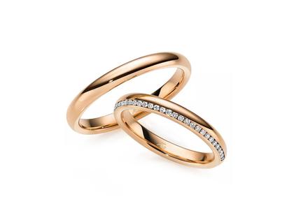 Gerstner Basic-Kollektion Trauring Paar aus 585/- Mittelgold mit Brillanten 0,140ct – Ringe Trauring mit Besatz in roségold und aus 585 Gelbgold.