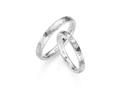 Eduard G. Fidel EGF  Trauringpaar Weißgold 3,0mm gewölbt mit Brillanten 0,012ct – Ringe Trauring mit Besatz aus 585 Weißgold.
