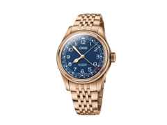 Oris Big Crown Pointer Date Automatik Bronze 40mm blaues Zifferblatt Metallband – Herrenuhren Uhr mit Datum aus Bronze und Edelstahl. Das Gehäuse ist rund. Das Armband ist ein Metallarmband. Das Zifferblatt ist arabisch Index und blau.