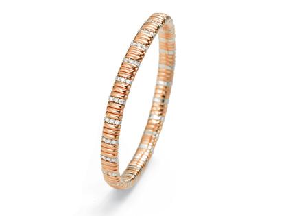 Silhouette Schmuck Tennis Flex Armband Roségold und Weißgold mit Brillanten 1,34ct – Armschmuck Armband aus 750 Rotgold, 750 Weißgold und und .