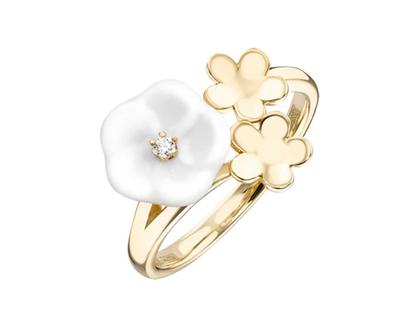 Meissen Blossom Blütenring 3 Blüten Gelbgold mit Brillanten – Ringe Ring aus 750 Gelbgold.