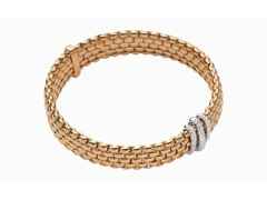 Fope Panorama Armband  mit 3 Ronden Roségold mit Brillanten Pave – Armschmuck Armband aus 750 Rotgold.