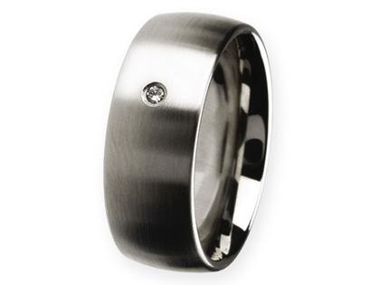 Ernstes Design R65.8 Damenring mit Brillant – Ringe Trauring mit Besatz aus Edelstahl.