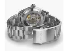 Hamilton Khaki Field Automatik Edelstahl 38mm grünes Zifferblatt Metallband – Herrenuhren Uhr ohne Datum aus Edelstahl. Das Gehäuse ist rund und silber. Das Edelstahlarmband ist silber. Das Zifferblatt ist arabisch und grün. – Ansicht 5
