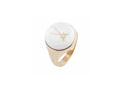 Meissen Siegelring "Schwerter Gold" Silber vergoldet Porzellan – Herrenschmuck Ring aus 925 Silber, Porzellan und und vergoldet.