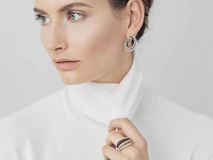 Cammilli Firenze Regina Ohrstecker White Ice Black Lava Gold mit Brillanten 0,530ct – Ohrschmuck Ohrstecker aus 750 Weißgold. – Ansicht 2