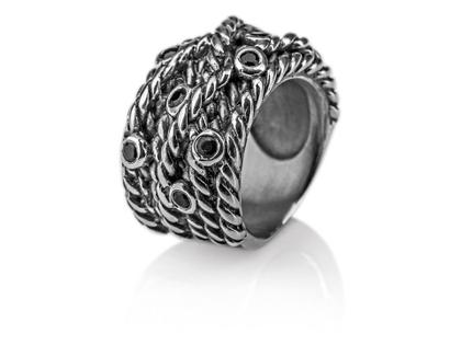 Drachenfels Design Heimathafen Ring Bandring Onyx Vintage – Ringe Ring aus 925 Silber.