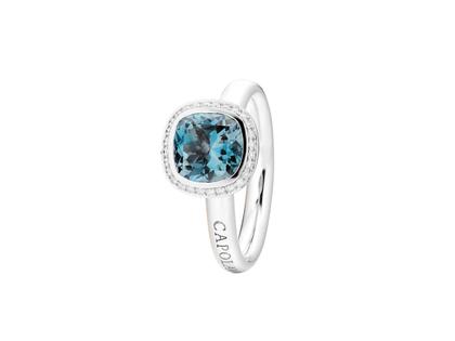 Capolavoro Twinkle Balloon Ring Small Weißgold mit London Blue Topas und Brillanten – Ringe Ring mit Besatz aus 750 Weißgold.