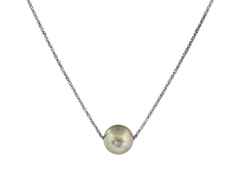 Gellner Basic Collier Silber poliert mit Tahitiperle – Halsschmuck Collier aus 925 Silber.