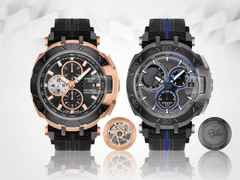 Tissot T-Race MotoGP            2017 Chronograph Limited Edition Quarz anthrazit electric blue – Herrenuhren Chronograph aus Edelstahl und PVD beschichtet. Das Gehäuse ist rund und anthrazit. Das Kautschuk / Kunststoff / Silikon Armband ist schwarz. Das Zifferblatt ist ein Index in grau. – Ansicht 6
