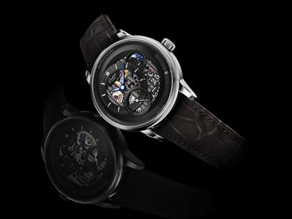 Glashütte Original PanoMaticCalendar Automatik Platin 42mm skelettiertes Zifferblatt schwarzes Lederband limitiert – Herrenuhren Uhr mit Kalender aus 950 Platin. Das Gehäuse ist rund und silber. Das Lederarmband Kroko / Alligator ist schwarz. Das Zifferblatt ist ein Index in schwarz. – Ansicht 5