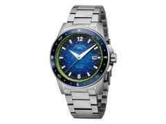 Mühle Glashütte Sportivo Compass Datum Automatik Edelstahl 42,5mm blaues Zifferblatt Metallband – Herrenuhren Uhr mit Datum aus Edelstahl und Keramik. Das Gehäuse ist rund und silber. Das Edelstahlarmband ist silber. Das Zifferblatt ist arabisch Index und blau.