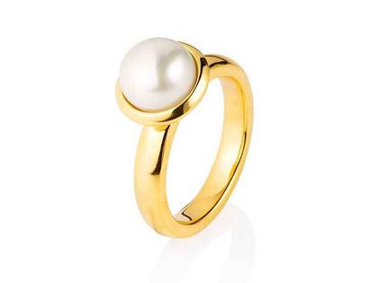 Drachenfels Design Rosenregen Ring Perlbutton Ring Silber gelb – Ringe Ring aus 925 Silber und und vergoldet.