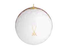 Meissen Baumschmuck Kugel "Meissen Christmas Star" rot mit goldener Öse – Porzellanwaren Porzellandekoration in weiß und aus Porzellan und vergoldet. – Ansicht 2