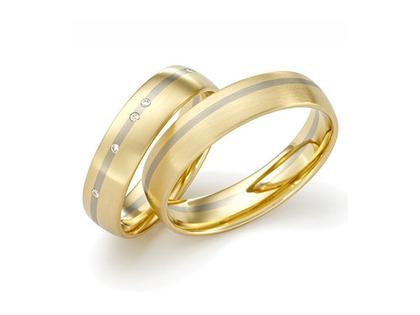 Max Kemper Trauring Paar Gelbgold 5,0mm gewölbt mit Brillanten 0,050ct – Ringe Trauring mit Besatz aus 585 Gelbgold/Weißgold.