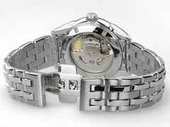 Hamilton Jazzmaster Open Heart Lady Automatik Edelstahl 36mm blaues Zifferblatt Metallband – Damenuhren Uhr ohne Datum aus Edelstahl. Das Gehäuse ist rund und silber. Das Edelstahlarmband ist silber. Das Zifferblatt ist ein Index in blau. – Ansicht 3