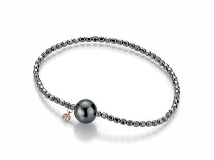 Gellner Urban Flex Armband Silber rhodiniert mit Tahitiperle – Armschmuck Armband aus 750 Rotgold, 925 Silber und und rhodiniert.