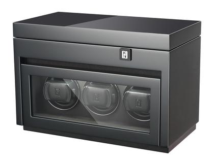 Paul Design Gentlemen  3+5 Uhrenbeweger Holz Schwarz Hochglanz – Uhrenbeweger Uhrenbeweger für mehrere Uhren in schwarz und aus Holz und Metall.