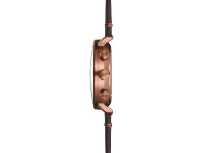 Sternglas Hamburg Chrono Quarz Edelstahl Bronze-PVD 42mm grünes Zifferblatt braunes Lederband – Herrenuhren Chronograph aus Edelstahl, Leder und PVD beschichtet. Das Gehäuse ist rund und bronze. Das Lederarmband ist braun. Das Zifferblatt ist arabisch Index und grün. – Ansicht 2