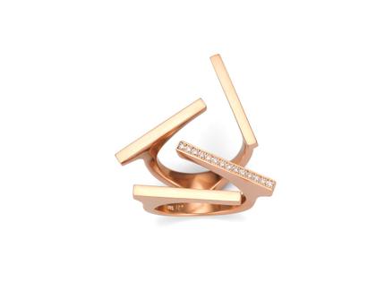 Angela Hübel Feuerwerk Ring Roségold mit Brillanten 0,130ct – Ringe Ring mit Besatz in roségold und aus 750 Rotgold.