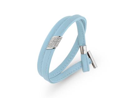 Henrich & Denzel Loop Platin  Lederarmband mit Brillanten 0,27 ct Hellblau – Armschmuck Armband aus 950 Platin, Leder und und .