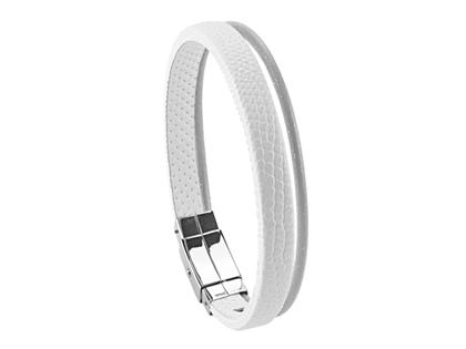 Armschmuck Armband aus Edelstahl, Kautschuk, Leder und und .