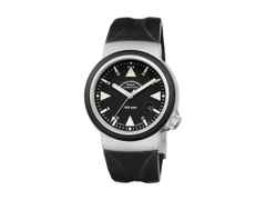 Mühle Glashütte S.A.R. Rescue-Timer Automatik Edelstahl 42mm schwarzes Zifferblatt schwarzes Kautschukband – Herrenuhren Uhr mit Datum aus Edelstahl und Kautschuk. Das Gehäuse ist rund und silber. Das Kautschuk / Kunststoff / Silikon Armband ist schwarz. Das Zifferblatt ist ein Index in schwarz.