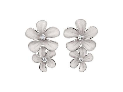 Cammilli Firenze Cherry Bloom Ohrstecker White Ice mit Brillanten 0,009ct – Ohrschmuck Ohrstecker aus 750 Weißgold.