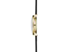 Sternglas Naos XS Quarz Edelstahl Gelbgold-PVD 33mm weißes Zifferblatt schwarzes Lederband – Damenuhren Uhr mit Datum aus Edelstahl und PVD beschichtet. Das Gehäuse ist rund und gelbgold. Das Lederarmband ist schwarz. Das Zifferblatt ist ein Index in weiß. – Ansicht 3