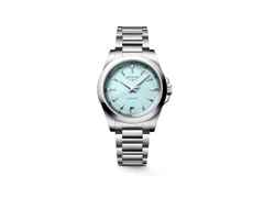 Longines Conquest Quarz Edelstahl 34mm blaues Zifferblatt Metallband – Damenuhren Uhr mit Datum aus Edelstahl. Das Gehäuse ist rund und silber. Das Edelstahlarmband ist silber. Das Zifferblatt ist ein Index in blau.