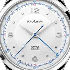 Montblanc Heritage Automatic  GMT 40 mm Edelstahl silber Edelstahlband – Herrenuhren Uhr ohne Datum aus Edelstahl. Das Gehäuse ist rund und silber. Das Edelstahlarmband ist silber. Das Zifferblatt ist arabisch Index und silber. – Ansicht 2