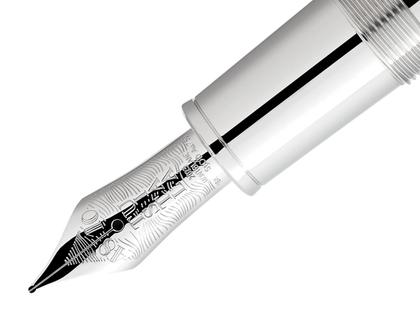 Montblanc Writers Edition                   2023: Robert Louis Stevenson Limited Edition Füllfederhalter – Schreibgeräte Füllfederhalter in schwarz und aus 750 Gelbgold, Edelharz, Metall, platiniert und rhodiniert. – Ansicht 4