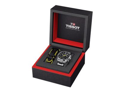 Tissot PR 100 Tour de France 2024 Chronograph Quarz Edelstahl 40mm schwarzes Zifferblatt Metallband – Herrenuhren Chronograph aus Edelstahl. Das Gehäuse ist rund und silber. Das Edelstahlarmband ist silber. Das Zifferblatt ist ein Index in schwarz. – Ansicht 8