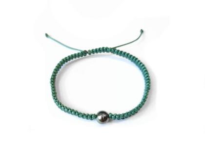 Juwelier Roller | Atelier Armband Makramee grün mit Tahitiperle – Armschmuck Armband