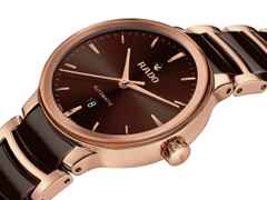 Rado Centrix Diamonds Automatik Edelstahl Roségold-PVD 30,5mm braunes Zifferblatt Metallband – Damenuhren Uhr mit Datum aus Edelstahl, Keramik und PVD beschichtet. Das Gehäuse ist rund und roségold. Das Keramikarmband ist braun. Das Zifferblatt ist ein Index in braun. – Ansicht 2