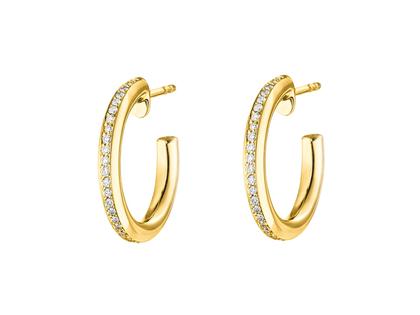 Henrich & Denzel Mikado Soft Creolen Gelbgold mit Brillanten – Ohrschmuck Creolen aus 750 Gelbgold.