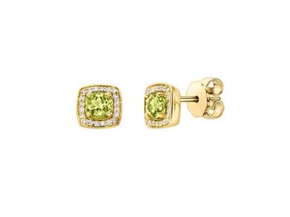 Elaine Firenze Ohrstecker Gelbgold mit grünem Peridot und Brillanten 0,100ct – Ohrschmuck Ohrstecker aus 585 Gelbgold.