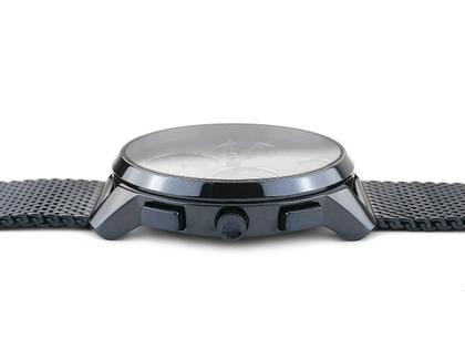 Juwelier Roller Movado Bold Quarz Edelstahl PVD-Blau 42mm blaues Zifferblatt Metallband 3600633 Occasion Neu – Herrenuhren Chronograph aus Edelstahl und PVD beschichtet. Das Gehäuse ist rund und blau. Das Edelstahlarmband ist blau. Das Zifferblatt ist arabisch Index und blau. – Ansicht 3
