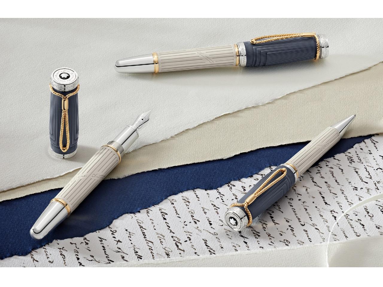 Montblanc Writers Edition                    2024: Jane Austen Limited Edition Rollerball – Schreibgeräte Rollerball in beige und aus Edelharz, Metall, platiniert und vergoldet. – Ansicht 3