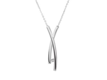 Ernstes Design K803 Collier mit Brillant – Anhänger Anhänger mit Besatz aus Edelstahl.
